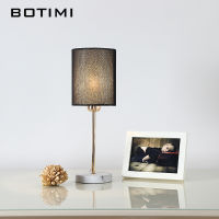 BOTIMI Europe Table Lamp With Cloth Lampshade For Bedroom Bedside White Black Desk Reading Lights Modern Living Room Luminaires