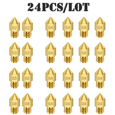 ✾✈№ 24Pcs MK8 Extruder Nozzles Head Hotend (0.2 0.3 0.4 0.5 0.6) mm M6 Thread for 3D Printer