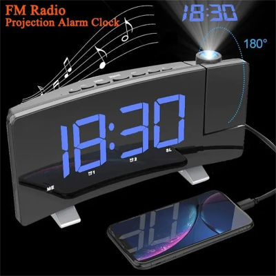 Multifuctional ฉายวิทยุ FM นาฬิกาปลุกนาฬิกาดิจิตอลที่มีการชาร์จ USB ห้องนอนนาฬิกาผนังตกแต่งบ้าน