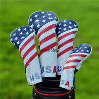 USA Flag Golf Head Covers For Driver Fairway Woods Pu Leather Waterproof Headcovers Simple Style Golf Gifts Unisex