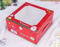 Boxjourney กล่องเค้ก 1 ปอนด์ ลายคริสมาสต์ เรด (20 ใบ/แพค)