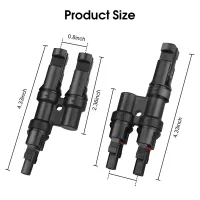 2 Pair Branch Y Connector in Pair MMF+FFM IP67 Y Connector for Parallel Connection Between Solar Panels, 1 Brunch