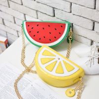 --238812Womens bag✹ In 2023 the new cartoon small clear fruit bag lemon watermelon bag chain shoulder inclined shoulder bag handbag candy