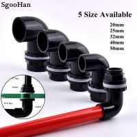 ☃☃ Black I.D 20 50mm PVC Pipe Aquarium Fish Tank 90° Elbow Drainage Connector Overflow Thread DIY Water Tank Inlet Outlet Joints