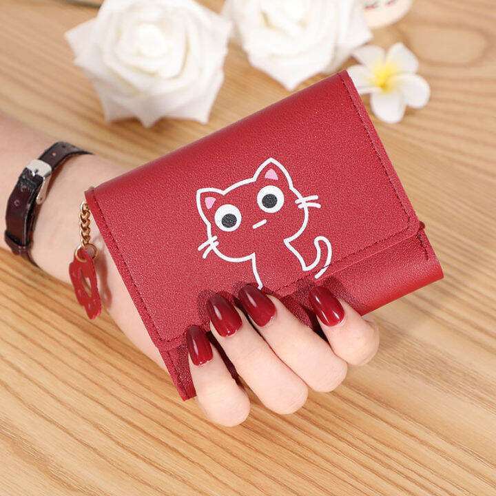 2023-new-womens-wallet-cute-cat-short-wallet-leather-small-coin-purse-girls-money-bag-card-holder-ladies-female-hasp-wallet