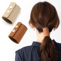 Simple PU Leather Scrunchie Hair Band Hair Gum for Women Ponytail Holder Hair Cuff Headwear Hair Accessories Exercise Bands