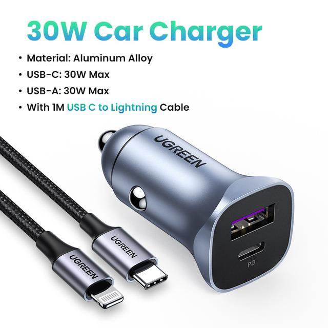 ugreen-20w-pd-car-charger-quick-charge-qc4-0-3-0-usb-charger-for-xiaomi-type-c-fast-charging-for-iphone-14-13-12-11-car-charger