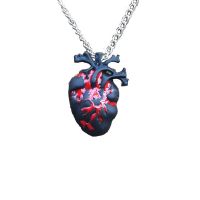 Black Bloody Red Anatomical Heart Pendant Necklace Love Horror Alterantive Gothic Anatomy black Heart necklace Fashion Chain Necklaces