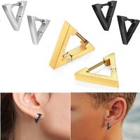 QianXing Shop Mens Punk Rock Stainless Steel Triangle Hoop Huggie Ear Studs Earrings Jewelry