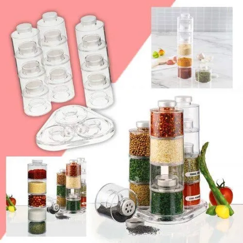 6pcs/set Clear Stackable Tower Shaped Spice Jars