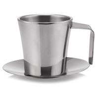 304 Stainless Steel Coffee Cup with Saucer Double Wall Tea Cups 150Ml Drinking Cups