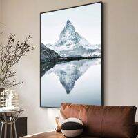 Ultra HD Matterhorn Mountain ภูมิทัศน์ภาพวาดผ้าใบที่สมบูรณ์แบบสำหรับตกแต่งบ้านสมัยใหม่ Breath-Taking Tree เรือ Lake ภาพ Backg Wall Art