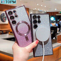 เคสกลิตเตอร์ไล่ระดับสีเป็นประกายวิบวับ Magsafe สำหรับ Samsung S23 S23พิเศษบวก S22 S21ชุบตัวปกป้องกล้องถ่ายรูปเป็นพิเศษเคสชาร์จไฟได้อ่อน