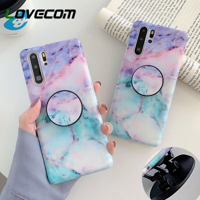 「Enjoy electronic」 LOVECOM Gradient Marble Phone Case With Holder For Huawei P20 P30 LIte P20 P30 P40 Pro Bumper Shockproof Soft IMD Phone Cover