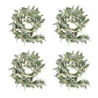 4X Artificial Flocked Lambs Ear Garland - 2Meter Soft Faux Vine Greenery and Leaves for Farmhouse Mantel Decor