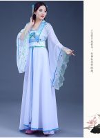 【สต๊อกพร้อม】ชุดจีนโบราณคอสเพลย์นางฟ้าผู้หญิงชุด Hanfu เย็บปักถักร้อยดอกไม้เด็กชุดจีนเทศกาลชุดเครื่องแต่งกายเต้นรำพื้นบ้าน