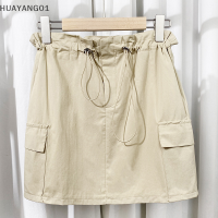 HUAYANG01 2023แฟชั่นสุดฮอตใหม่ล่าสุดเอวสูงแบบมีเชือกรูด ROK Mini เครื่องแต่งกายแนวสตรีทแฟชั่นใหม่กระโปรง Y2k 2023มีกระเป๋าแนววินเทจ