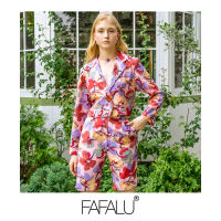 [FAFALU Irene] Pink Floral Irene Set เสื้อเบลเซอร์ครอปเข้าเซตกับกางเกงขาสั้น