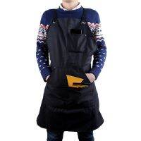 Glitter Star Shop Heavy Duty Waxed Canvas Work Apron with Tool Pockets (Black), Cross-Back Straps &amp; Adjustable