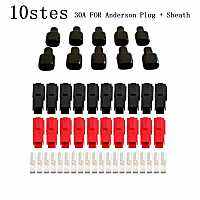 10 Pairs Red Black 30 Amp 600V For Anderson Plug Connector Dust Cover PC Shell For Electric Power Vehicles Photovoltaic System Wires Leads Adapters