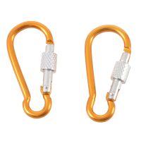 Aluminum Travel Adjusting Screw Carabiner Clip Hook 5cm Long 2-PIECE Gold-colored