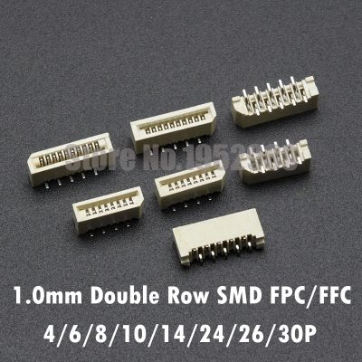 10PCS 1.0mm FPC/FFC Connector LCD Flexible Flat Cable Socket Double Row SMD Vertical Type 4 6 8 10 12 14 18 20 22 24 26 30 Pin