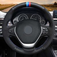 Car Steering Wheel Cover Hand-Stitched Soft Black Genuine Leather Suede For BMW F20 F21 F22 F23 F30 F31 F34 F32 F33 F36