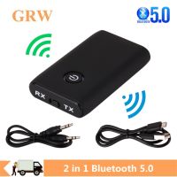 Grwibeou 2 in 1 Wireless Bluetooth 5.0 Transmitter ตัวรับ ชาร์จสําหรับ TV PC Car Speaker 3.5mm AUX Hifi Music Audio Adapter