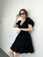 Ruffle Puff dress - Black