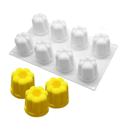 GL-แม่พิมพ์ ซิลิโคน ทรงสูง รูปกลีบดอก 8 ช่อง (คละสี) Pudding Mold Petal-Shape silicone mold