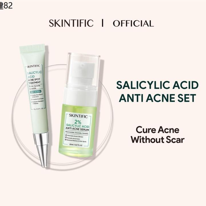 skintific Salicylic Acid Acne Spot Treatment (10g) + Serum (20ml) Lazada