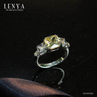 Lenya Jewelry แหวน เพชร DiamondLike แฟนซีสีเหลืองตัดแบบ Princess ประกบด้วยเพชร DiamondLike สีเหลี่ยมเม็ดใหญ่แนวยาวถึง 8 เม็ด น่าสนใจและเก็บเป็นของสะสม