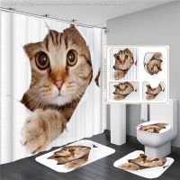 【CW】♣﹍▧  Cartoon lovely Printed Shower Curtain Anti-slip Set Toilet Rugs