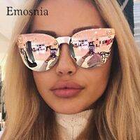 {Paopao glasses}Emosnia สีชมพูแว่นกันแดด Rose G Old กะโหลก O Versize แว่นกันแดดผู้หญิงเสื้อผ้าแบรนด์บิ๊กกรอบอาทิตย์แว่นตาสำหรับหญิงสุภาพสตรีแว่นตา