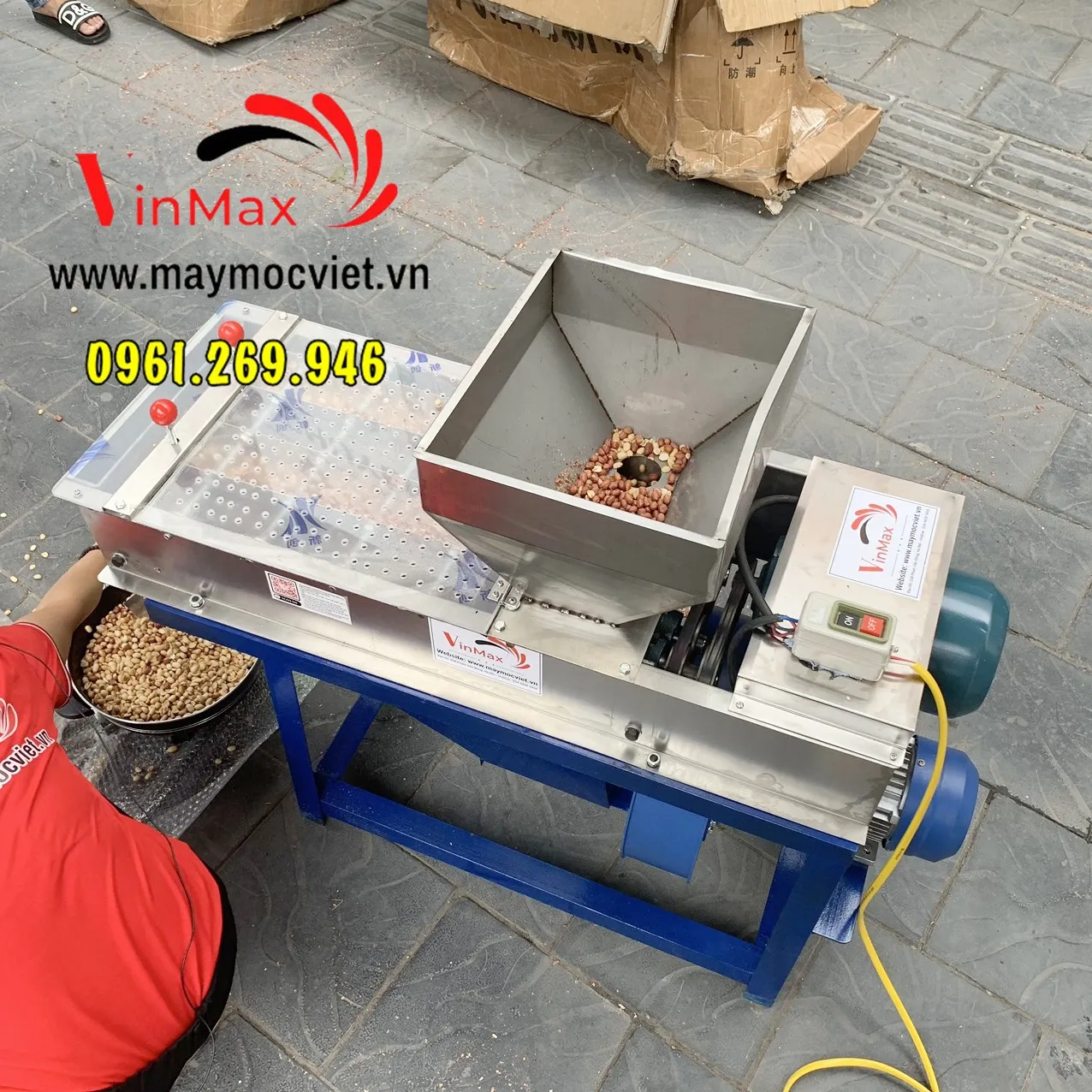 Máy bóc vỏ lụa đậu phộng rang 600 kg/ giờ Vinmax BVL600