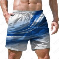 (ETX)Summer Hot Selling Mens New Fashion Shorts Beach Pants Solid 3D Printing Hawaiian Beach Casual Style Mens Drawstring Shorts