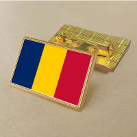 Chad flag pin 2.5*1.5cm zinc die cast PVC colour coated gold rectangular rectangular medallion badge without added resin