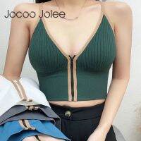 [A LIKE] Jocoo Jolee เสื้อครอปลายเกาหลี SlimSpaghetti Strap Tanke Top Semi-club