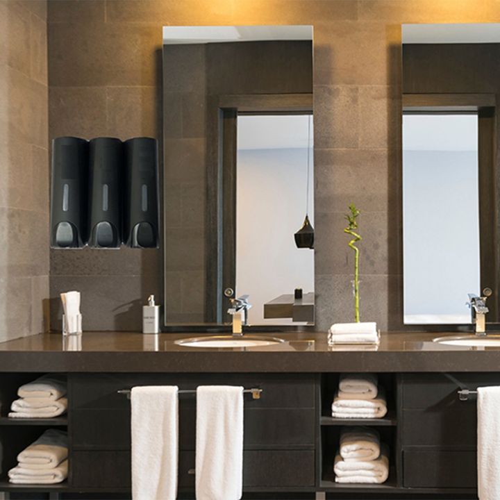 1-set-wall-mounted-lotion-bottle-dispenser-soap-pump-dispenser-bathroom-push-button-soap-bottle-shampoo-bottle-for-home-hotel-black