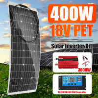 3000W ระบบพลังงานแสงอาทิตย์400W Flexible Monocrystalline ชุดแผงแสงอาทิตย์พร้อม10A/20A/30A/40A/50A Controller เครื่องชาร์จแบตเตอรี่อินเวอร์เตอร์ชุด USB สำหรับ Motorhome Boat Camping