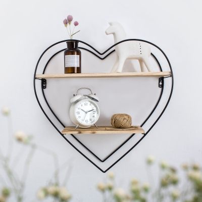 [COD] AliExpress hot selling wall hanging love shelf wrought iron storage creative bookshelf