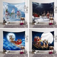 Merry Christmas Tapestry Snowman Christmas Tree Large Wall Mounted Carpet Bed Blanket Home Room Decor Throw Carpet Mat Tapestry