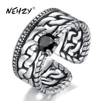 【☊HOT☊】 TE4QDQ SPECIALTY STORE Nehzy 925เงินสเตอร์ลิงสีทึบเครื่องประดับแหวนปรับขนาดได้คุณภาพสูงแหวนปรับขนาดได้เพชรสังเคราะห์ย้อนยุค