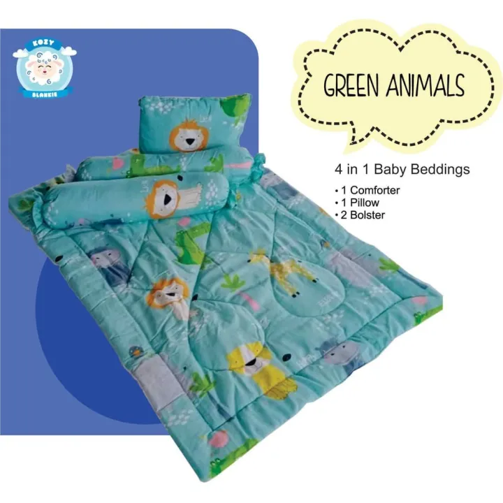 Baby Crib Mattress Comforter set by KOZY (Green Animals) Lazada PH