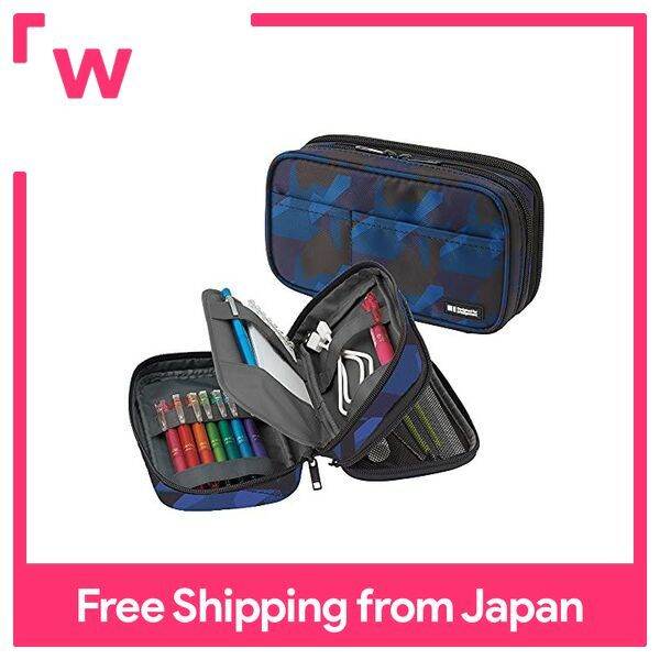 Lihit lab. Pen Case Book Type Double Navy Camouflage Overseas Model