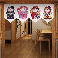 日本旗 寿司旗Japanese-style Sushi Restaurant Door Curtain Bar Counter Decoration Fabric Triangle Curtain Half Curtain Magic Sticker Short Flag Curtain Japanese Style Door Curtain Short Cat Pennant Living Room Half Sundries Block Kitchen Back Ugly Cloth