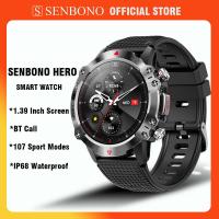 SENBONO ฮีโร่ผู้ชายดูสมาร์ทกลางแจ้งกีฬาบลูทูธนาฬิกา1.39นิ้วหน้าจอ450มิลลิแอมป์ชั่วโมง IP68กันน้ำ S Mart W Atch ผู้ชายผู้หญิง