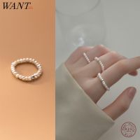 WANTME 925 Sterling Silver Simple Chic Natural Baroque Pearl Finger Ring For Women Fashion Elegant Party Jewelry Accessories