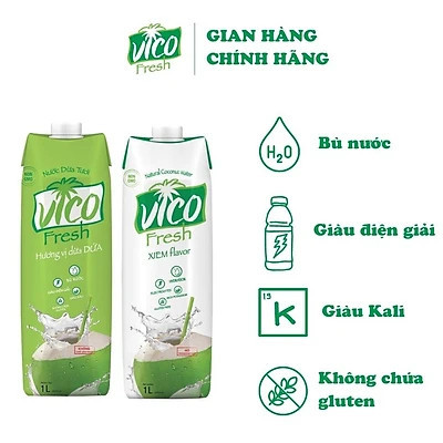 Combo 2 hộp nước dừa vicofresh 1lit hộp xiêm, dứa - ảnh sản phẩm 1