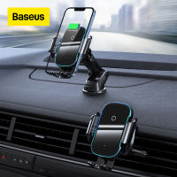 BASEUS ที่ชาร์จแบตในรถไร้สาย 15W Qi Fast CHARGING Auto-Clamping ที่วางโทรศัพท์ในรถ Air Vent Dashboard รถแขนยาวถ้วยดูดที่วางโทรศัพท์สำหรับ iPhone Samsung